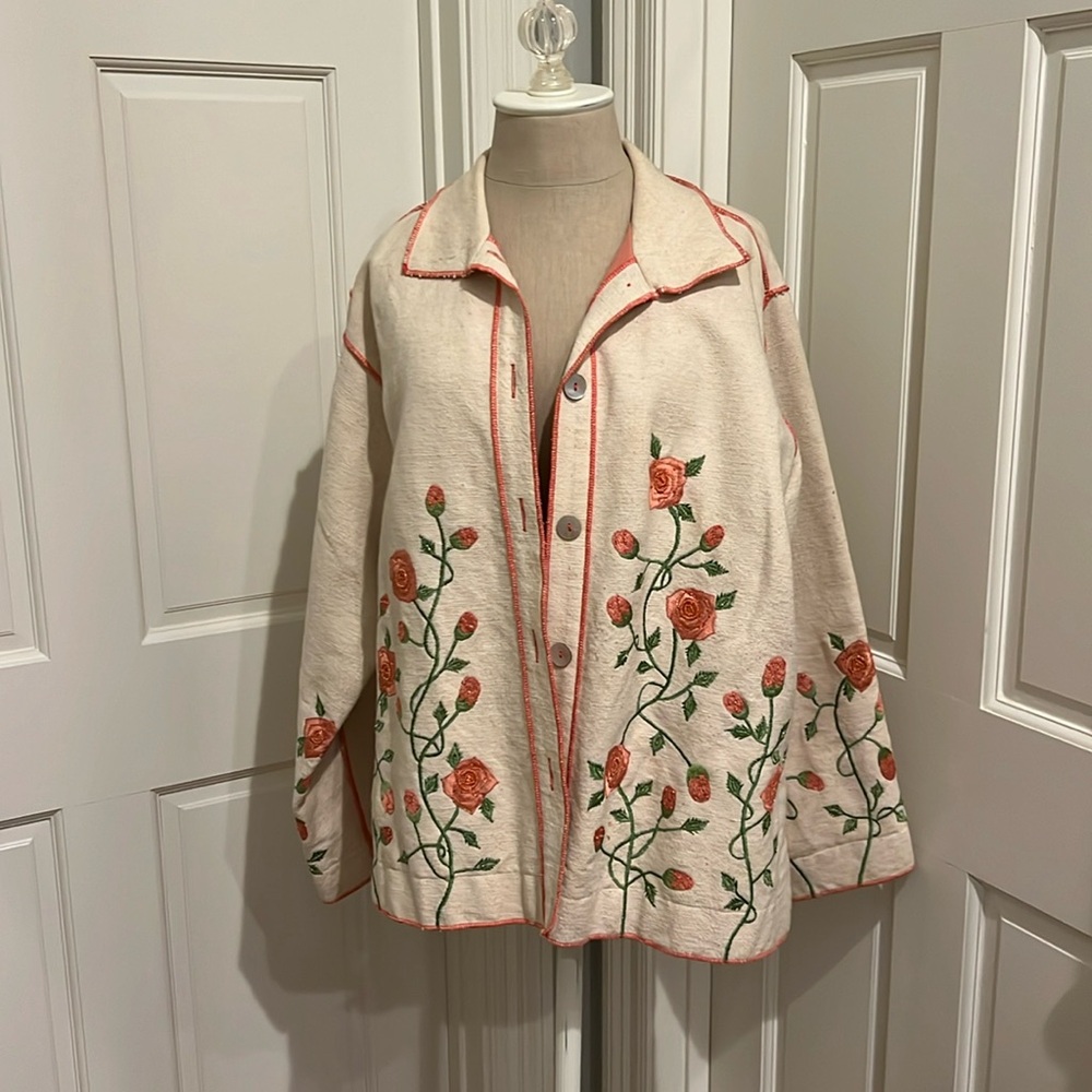 Vintage Monterey Bay Large Floral Embroidered Jacket